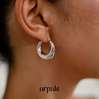 URPALS ต่างหูห่วง ต่างหูสายฝอ Stainless ชุบทอง 18K คุณภาพสูง ใส่อาบน้ำ ออกกำลังกายได้