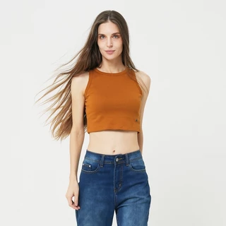 DAVIE JONES WOMEN [BE FEARLESS] เสื้อยืดผู้หญิง Tank Top Crop T-Shirt สีน้ำตาล น้ำตาลทอง กากี กากีอ่อน ครีม ม่วง BA0026