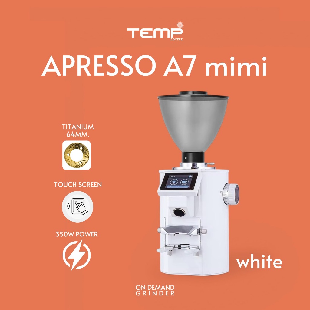 เครื่องบดกาแฟ APRESSO A7 mini Grinder 64mm SSF TITANIUM  (White)