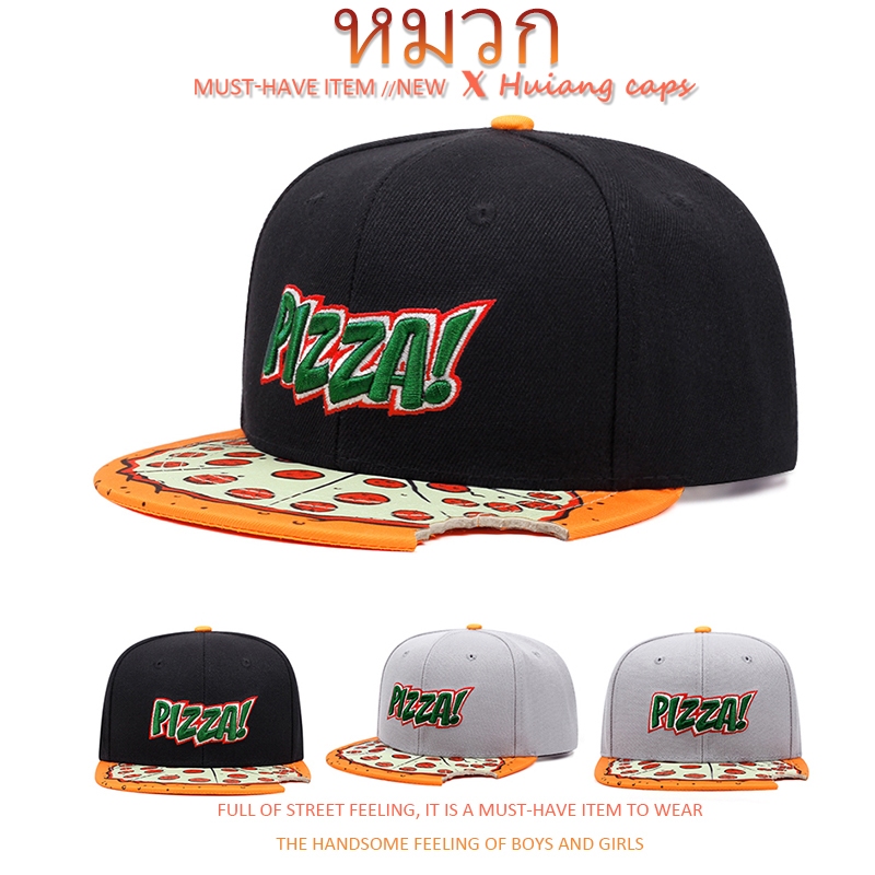 การ์ตูน PIZZA หมวกปัก หมวกแก๊ปผู้ชาย กิจกรรมกลางแจ้ง หมวก ผู้หญิง