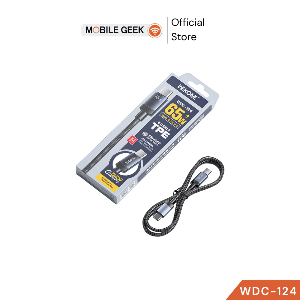 WEKOME รุ่น WDC-124 Cable Type-C to C 65W PD Fast Charge สายถัก ความยาว 1M