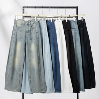 HELLDUL 9936ส่งจากไทย กางเกงยีนส์วินเทจ โค้งออร์โค้งทรงหลวม …