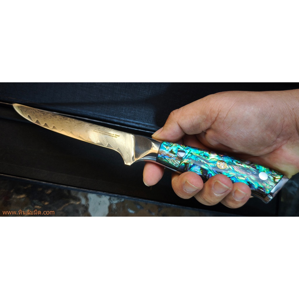 มีดเลาะกระดูก Yew Damascus bonine knife 90cr18comov core 60-62 hrc abalone handle series