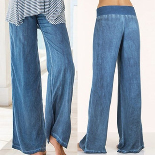 พร้อมส่ง Quilla กางเกงขายาวเอวยืด Denim Jean AMY002