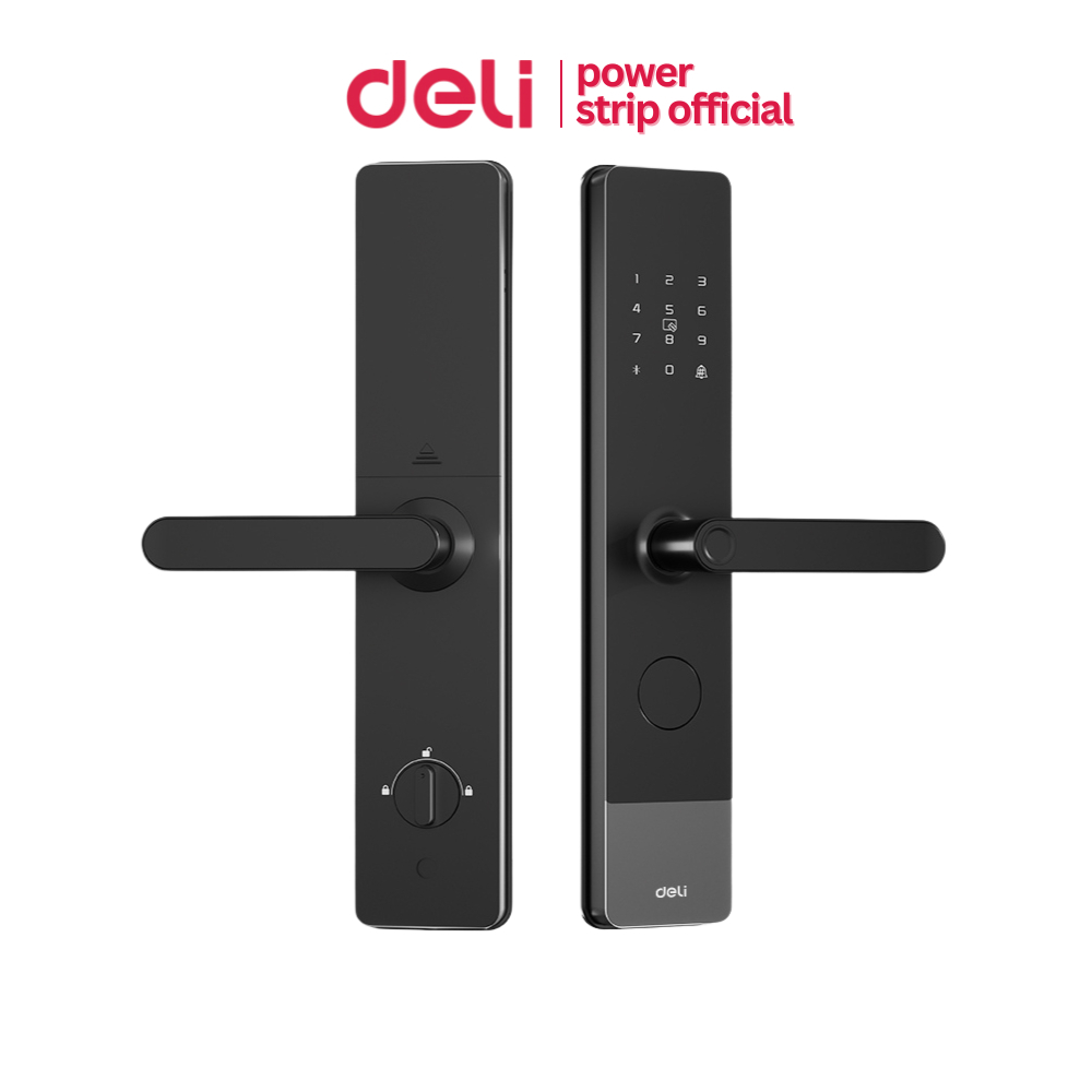 Deli ที่ล็อคประตูดิจิตอล กลอนประตูดิจิตอล สแกนนิ้ิว การ์ด รหัส กุญแจ ประกัน1ปี Digital Door Lock