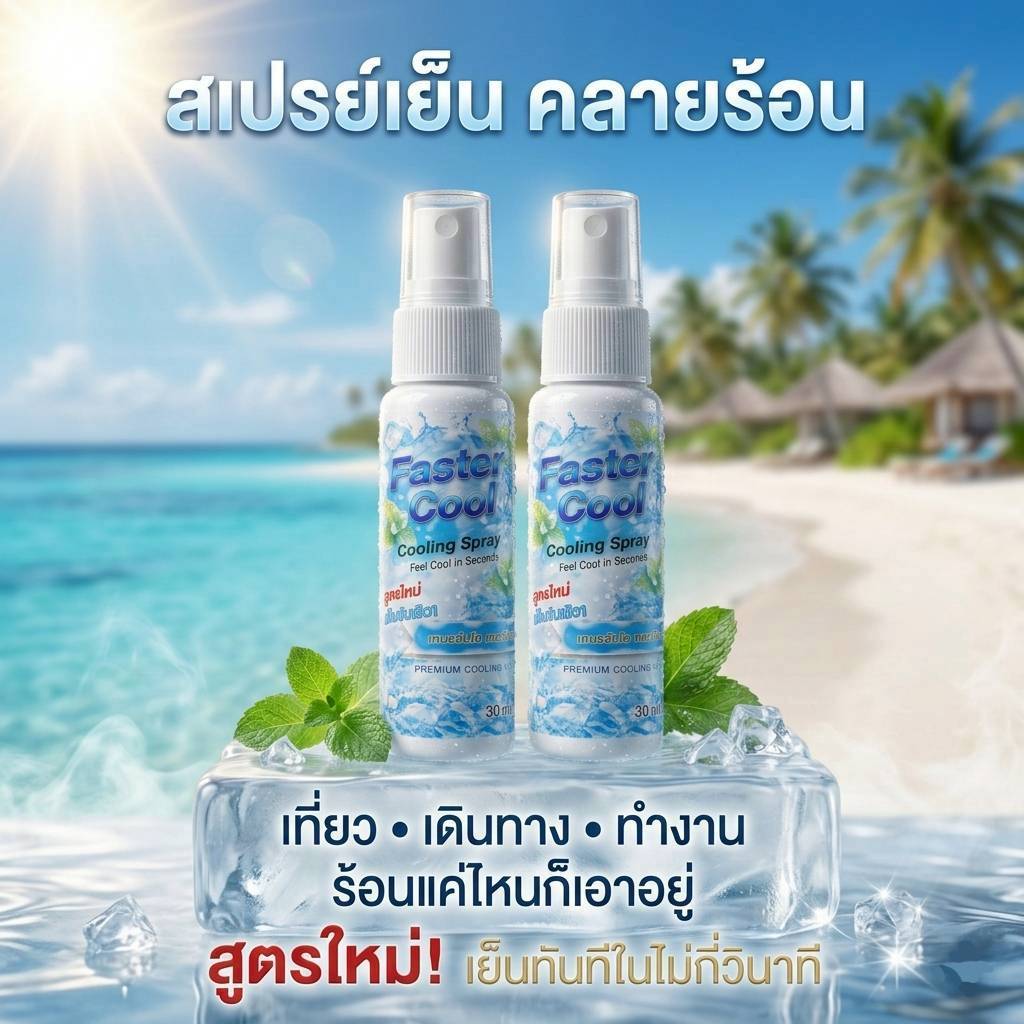 สเปรย์เย็น คลายร้อน Faster Cool: สดชื่นทันใจ สู้แดดเมืองไทย 40 องศา