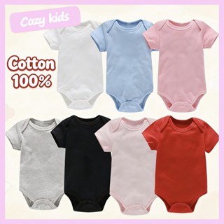 (พร้อมส่ง) บอดี้สูททารกสีพื้น สายมินิมอล พาสเทล ผ้าฝ้าย Cott…