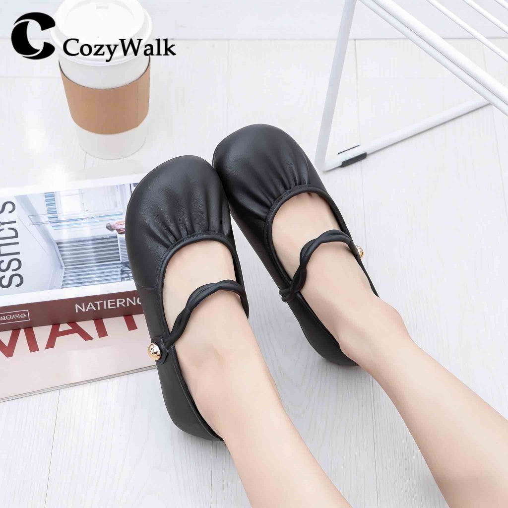 CozyWalk รองเท้าคัชชูผู้หญิง ทรงบัลเล่ต์ Mary Jane นุ่ม เบา ใส่สบาย ไม่กัดเท้า พื้นกันลื่น ไซซ์ 36-41 พร้อมส่งในไทย