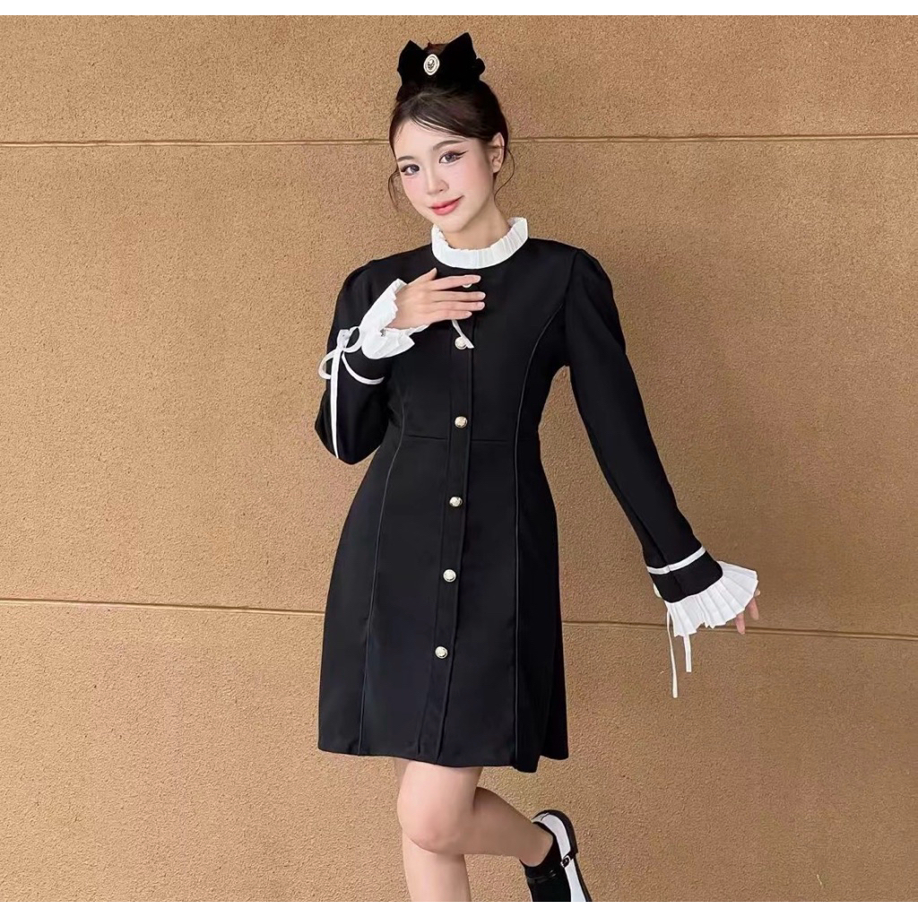 มินิเดรส karlyn มือสอง แขนระบายทรงสลิม size L