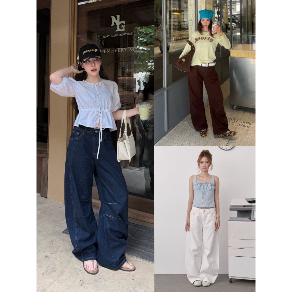 Lazy - cc - Sydney Barrel jeans - กางเกงยีนส์ขายาวทรงบาเรล (พร้อมส่ง)