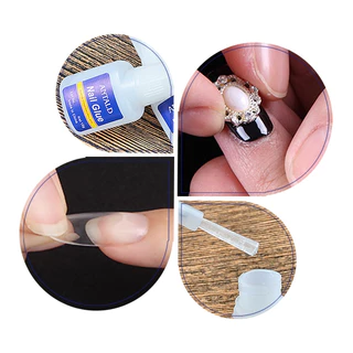 Aruiefxe กาวติดเล็บปลอม พร้อมแปรง สีฟ้า 10 กรัม