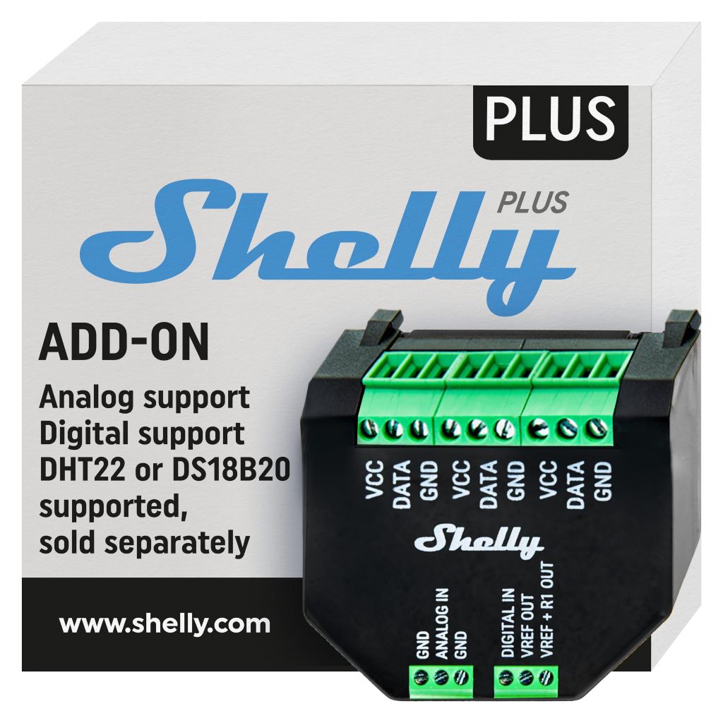 Shelly Plus Add-On อุปกรณ์เสริม Wi-Fi&Bluetooth วัดอุณหภูมิ ความชื้น อัตโนมัติบ้าน รองรับ Alexa Google Home ไม่ต้อง Hub