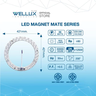 WELLUX แผงไฟแม่เหล็ก 25W 36W 48W แสงขาว แสงวอร์ม ทดแทนหลอดนีออนกลม LED MAGNET รุ่น MATE SERIES