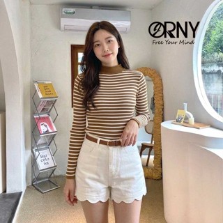 💗 น่ารักมากก 7771 เสื้อไหมพรมลายทางแขนยาว ไหมพรมคอกลมเก็บขอบ…