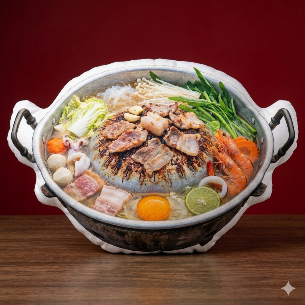 DOLLSY หมอนอาหาร หมอนอิง พิมพ์ลายหมูกระทะ ชาบู Shabu หม้อไฟ Hot Pot อัดใยสังเคราะห์ 40ซม - YSHKU22
