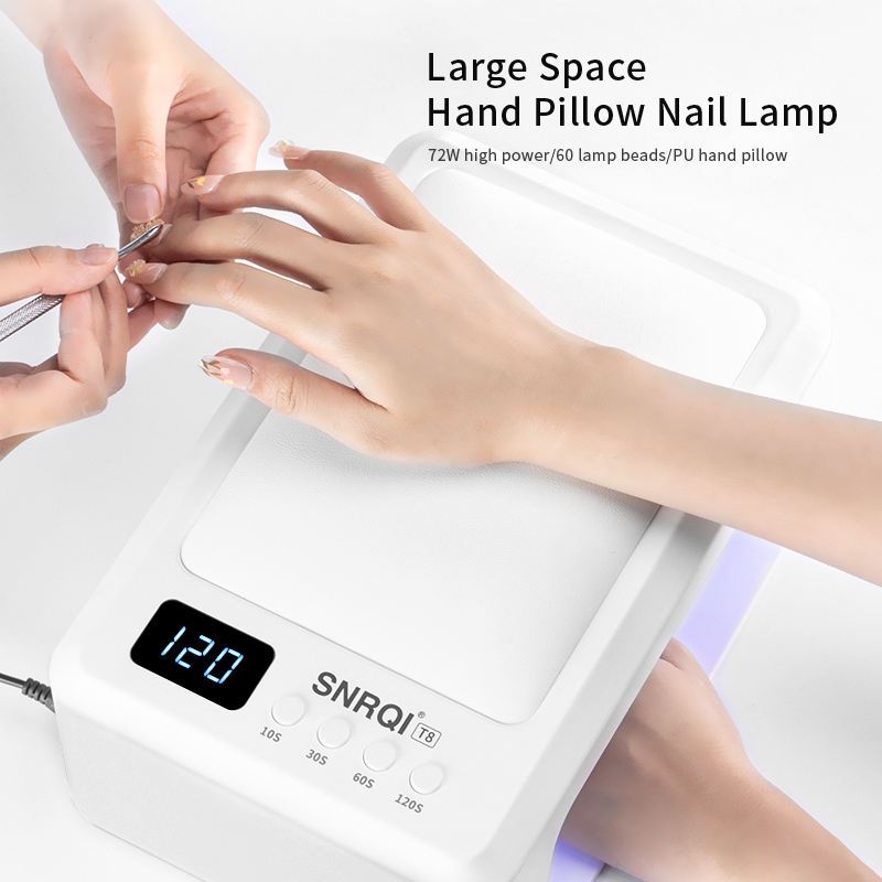 SNRQI T8 เครื่องอบเล็บเจล มีเบาะรองมือ 72W กำลังไฟสูง แห้งเร็ว ไม่ทำให้มือดำ เครื่องอบเล็บสำหรับร้านทำเล็บ