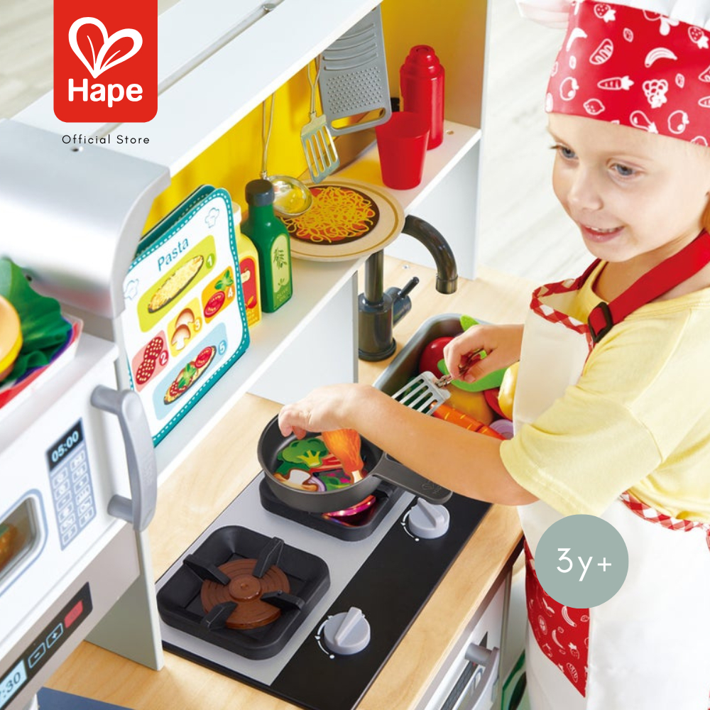 Hape Deluxe Kitchen Playset with Fan Fryer	ครัว 3 เคาท์เตอร์มีเสียงมีไฟ เป่าลมได้	3Y+ รูปที่ 3