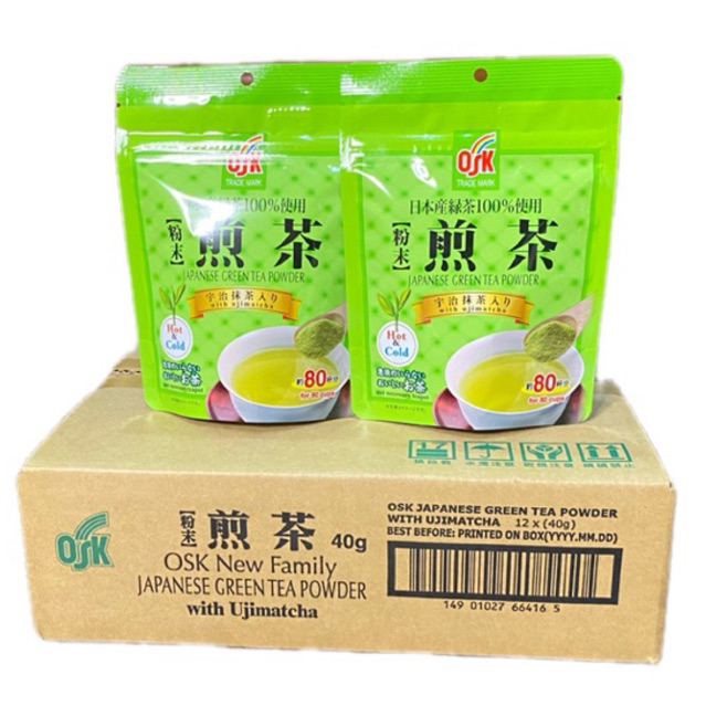 OSK Japanese GREEN TEA POWDER  With Ujimatcha 40g ผงชาเขียวญี่ปุ่น 1 ลัง/บรรจุ 12 แพค ราคาส่ง ยกลัง 