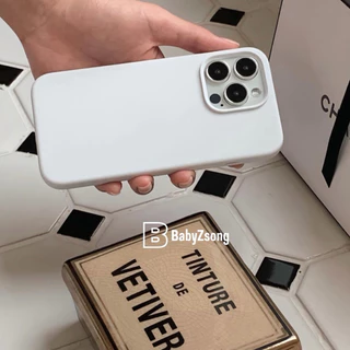 baby-Case Silicone เคสสีWhite สีขาวกำมะยี่โลโก้ สำหรับรุ่นiPhone11-17 17Air 17Pro 17ProMax