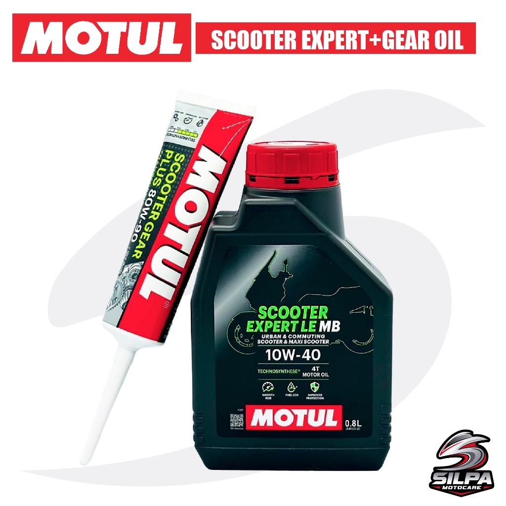 ชุดถ่ายน้ำมันเครื่องเฟืองท้ายMOTUL SCOOTER EXPERT 10W-40 0.8L+GEAR OIL 80W-90 0.12L สำหรับรถจักรยานย