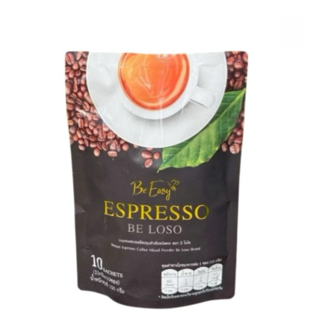กาแฟนางบี กาแฟดำ บีโลโซ เอสเพรสโซ่ Be LOSO ปรุงสำเร็จชนิดผง ตรา บี โลโซ ( 1 ห่อมี 10 ซอง)