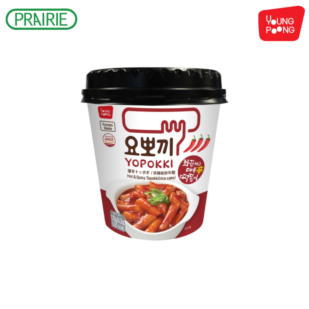 ยองพุง โยโปกิ ฮ็อตแอนด์สไปซี่ ต๊อกโบ๊กกิ คัพ 120 กรัม / Youngpoong Yopokki Hot & Spicy Topokki Cup 120 g