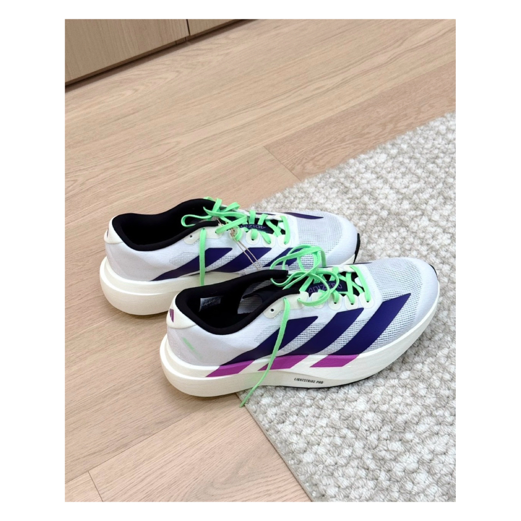 [พร้อมส่งในไทย ]ADIDAS ADIZERO EVO SL “Cloud White / Collegiate Purple / Lime Burst ”[มือ 1 ของแท้ %]