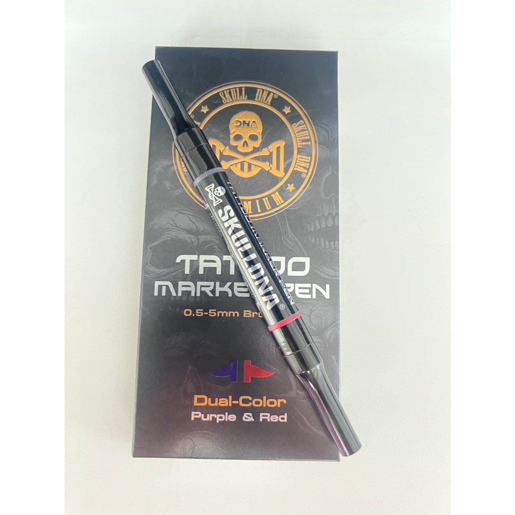 ปากกาเขียนผิว SKULLDNA หัวพู่กัน มี 2 ด้าน หมึกสีแดงและสีน้ำเงิน SKULLDNA PEN PURPLE AND RED