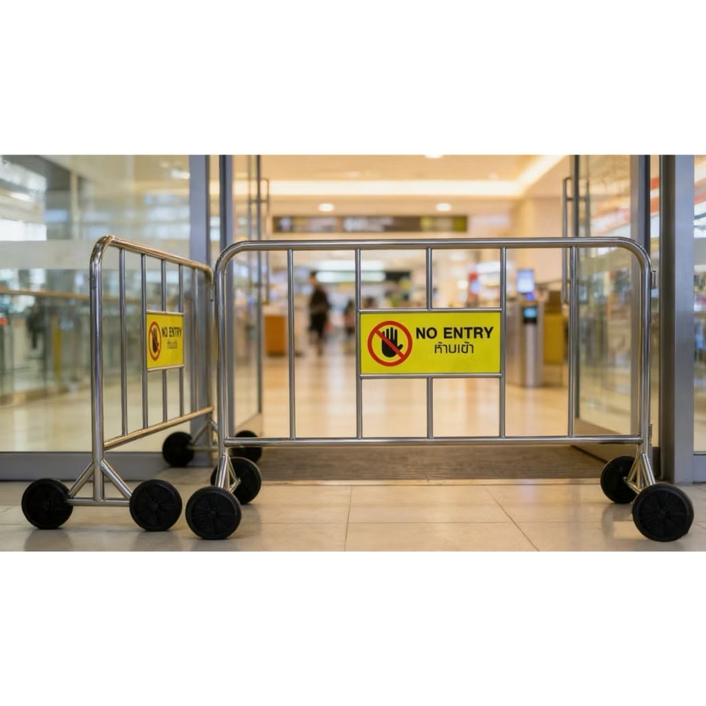 แผงกันจราจรสเตนเลส มีล้อ ZB6181