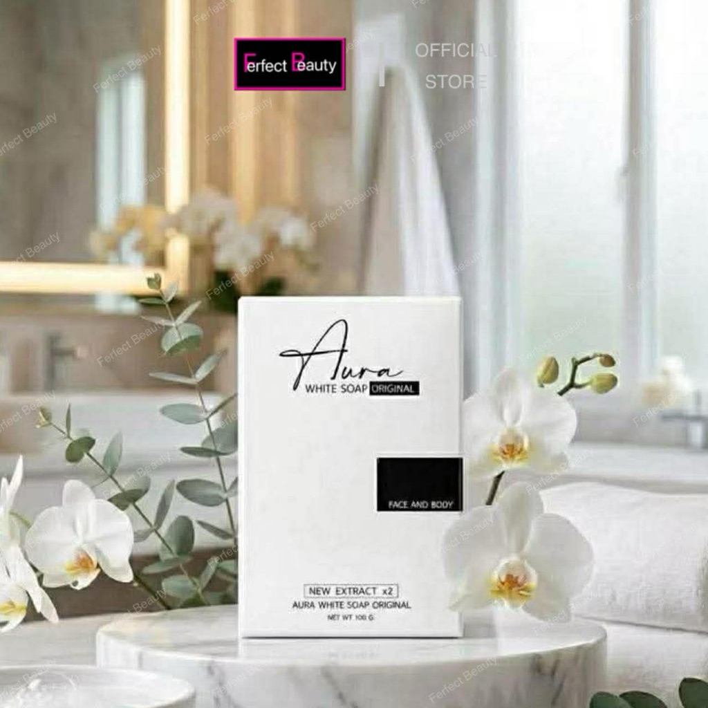 สบู่ออร่าไวท์ Aura White Soap  ขนาด 100 กรัม