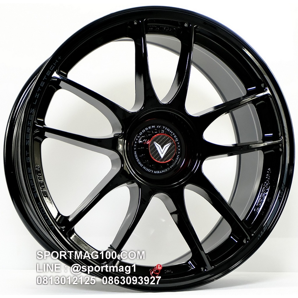 ล้อแม็กซ์ Lenso Super GT VNK Venom Litetech+ ขอบ17นิ้ว 4รู100 สีดำเงา Pad Gray กว้าง7.5นิ้ว Offset35 [22778]