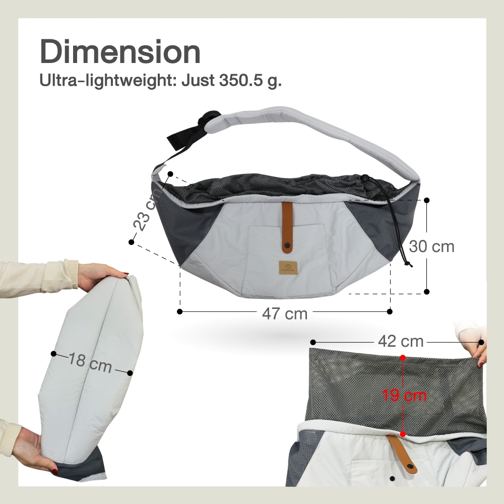 HugMe™ Sling Pet Carrier กระเป๋าอุ้มสัตว์เลี้ยงแบบพาดบ่า พอววี่ รูปที่ 5