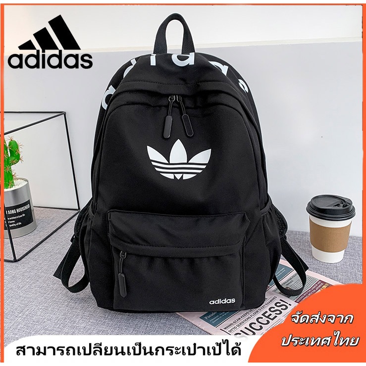 Adida_s ไนล่อนกระเป๋าเป้สะพายหลังกันน้ำสวมใส่แฟชั่นกระเป๋าสะพายคู่