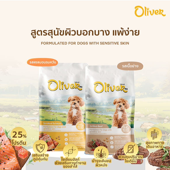 Oliver Dog Pro สูตรสำหรับสุนัขผิวบอบบาง แพ้ง่าย 1.5 kg