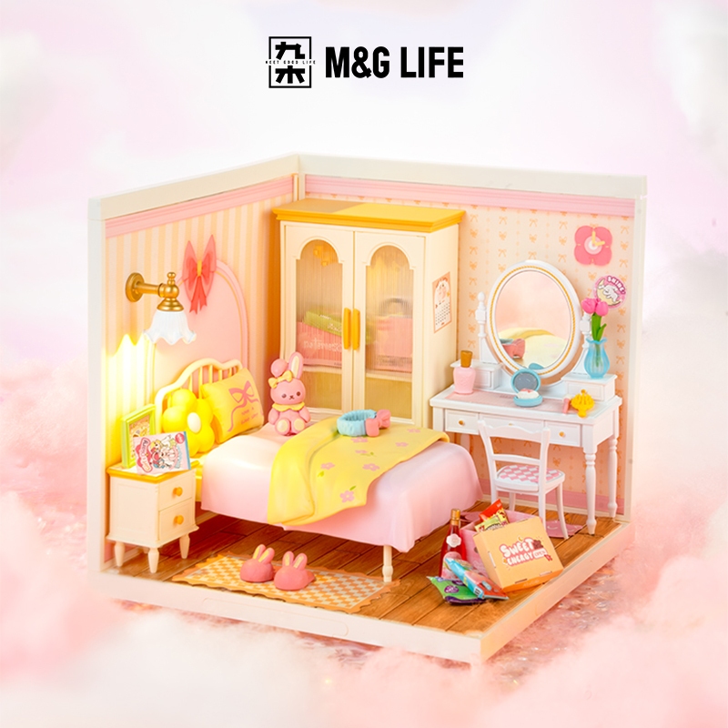 M&G LIFE x ROLIFE DIY Super World Series โมเดลประกอบขึ้นรูปพลาสติกฉีดขึ้นรูปสำหรับห้องนอนเด็กหญิงในฝันแสนหวาน