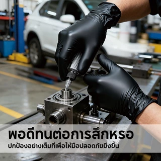 ถุงมือยาง สีดำ 100 ชิ้น ถุงมือยางทางการแพทย์ เพิ่มความหนา ถุงมือไนไตร