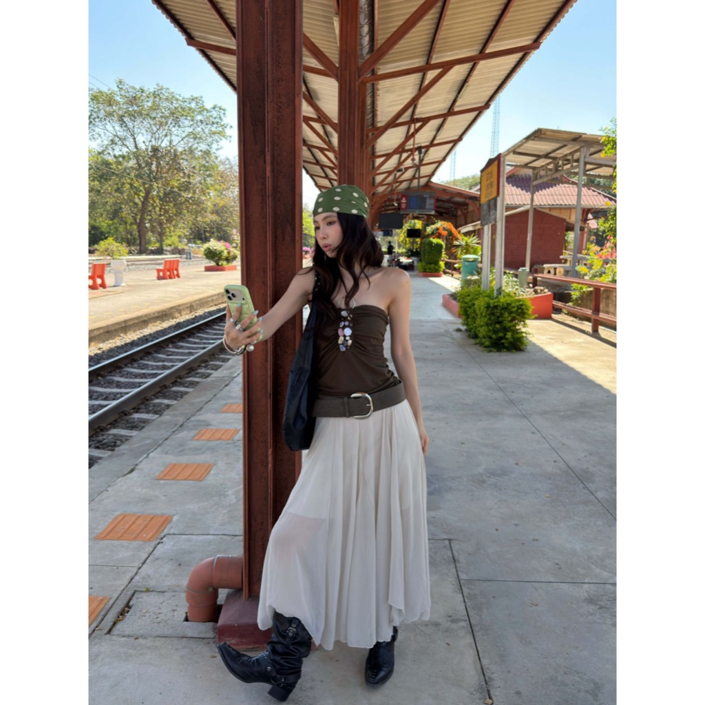 🇰🇷 Flowing Chiffon Skirt 🇰🇷 กระโปรงยาว มีซับในอย่างดี งานน่ารักมากๆ ค่า