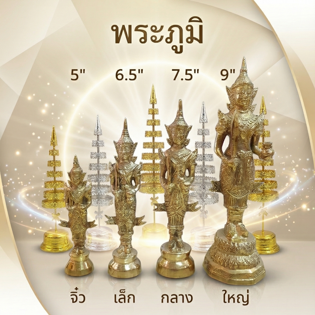ฉัตรกะไหล่เงิน-ทอง เครื่องตั้งศาลพระภูมิเจ้าที่ | พระชัยมงคล พระภูมิทองเหลือง | ของมงคลเสริมสิริมงคล