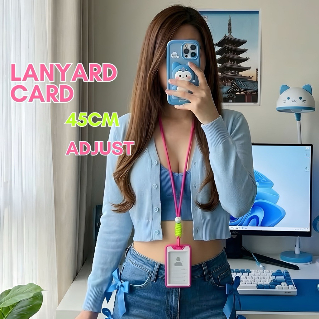 เคสใส่บัตรพนักงาน + สายคล้องคอปรับระดับได้ (45cm) จุได้ 2 บัตร ดีไซน์สวย ทันสมัย เหมาะสำหรับบัตรประชาชนและบัตรทั่วไป