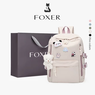 FOXER กระเป๋านักเรียนเรียบง่ายและน่ารัก กระเป๋านักเรียน กระเป๋านักเรียนที่ทนทานและจุของได้เยอะ