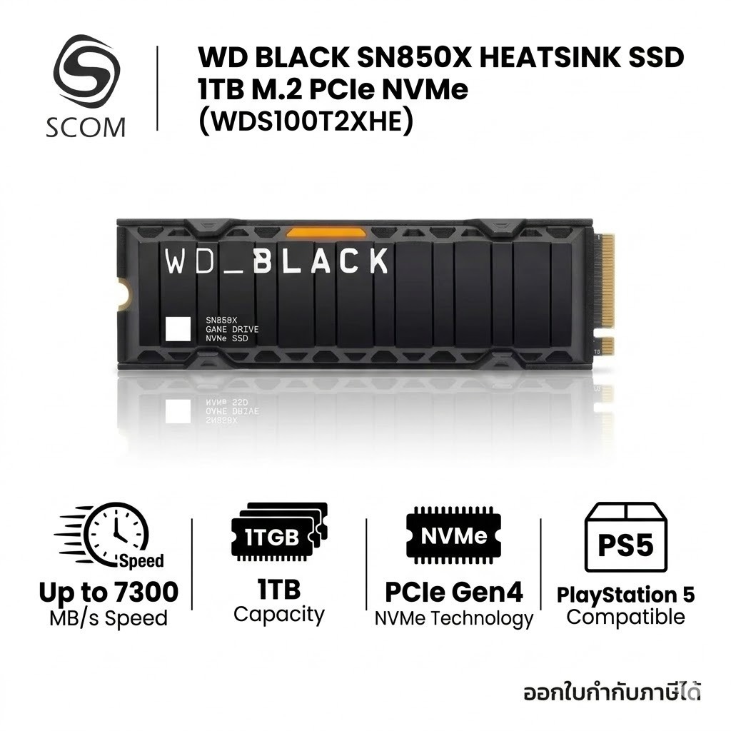 (SSD) 1TB WD BLACK SN850X HEATSINK SSD M.2 PCIe NVMe (WDS100T2XHE)