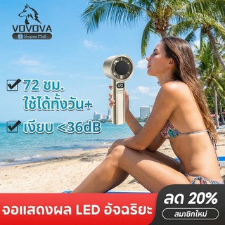 พัดลมชาร์จ พัดลมพกพา 120 ระดับ แบตในตัว 72ชม. เงียบ <36dB | หน้าจอ LED ใช้ท่องเที่ยว คาดเอว ห้อยคอ