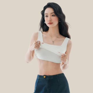 WsimpleBra | Gaia Crop Top เสื้อกล้าม ทรงครอป ไขว้หลัง มีบราในตัว เลิกใส่ชุดชั้นในและซิลิโคลปิดจุก