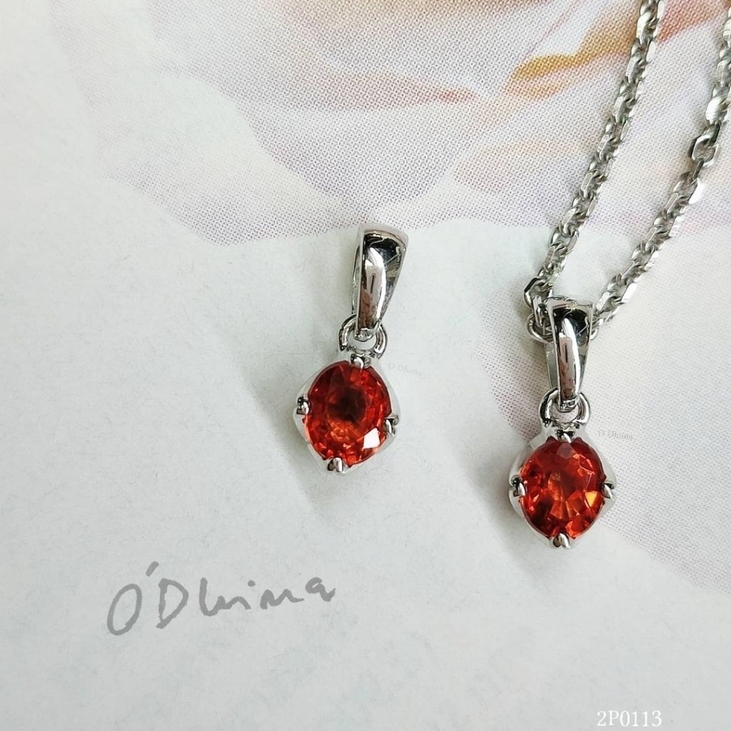 O'Dhima จี้เงินแท้ 925 พลอยแท้ทับทิม  2P0113 (ไม่รวมสร้อย)