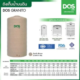 ถังเก็บน้ำ DOS GRANITO 700L/1000L/1500/2000L COM-01/SB สีแซนดี้ บราวน์