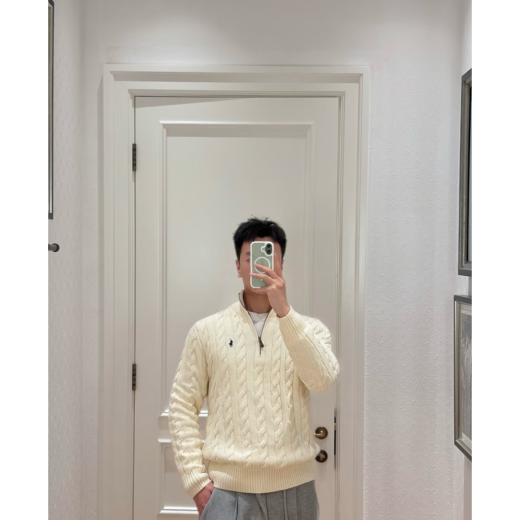 พร้อมส่ง✅Cable-knit Quarter-zip Sweater(Men’s)