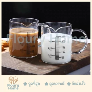 Floury Home ☁️สินค้าจากกทม.☁️ ถ้วยตวง ถ้วยตวงแก้วสเกลสีขาว/สีดำ มี 4 ขนาด 250 / 350 / 500 / 1000 ml