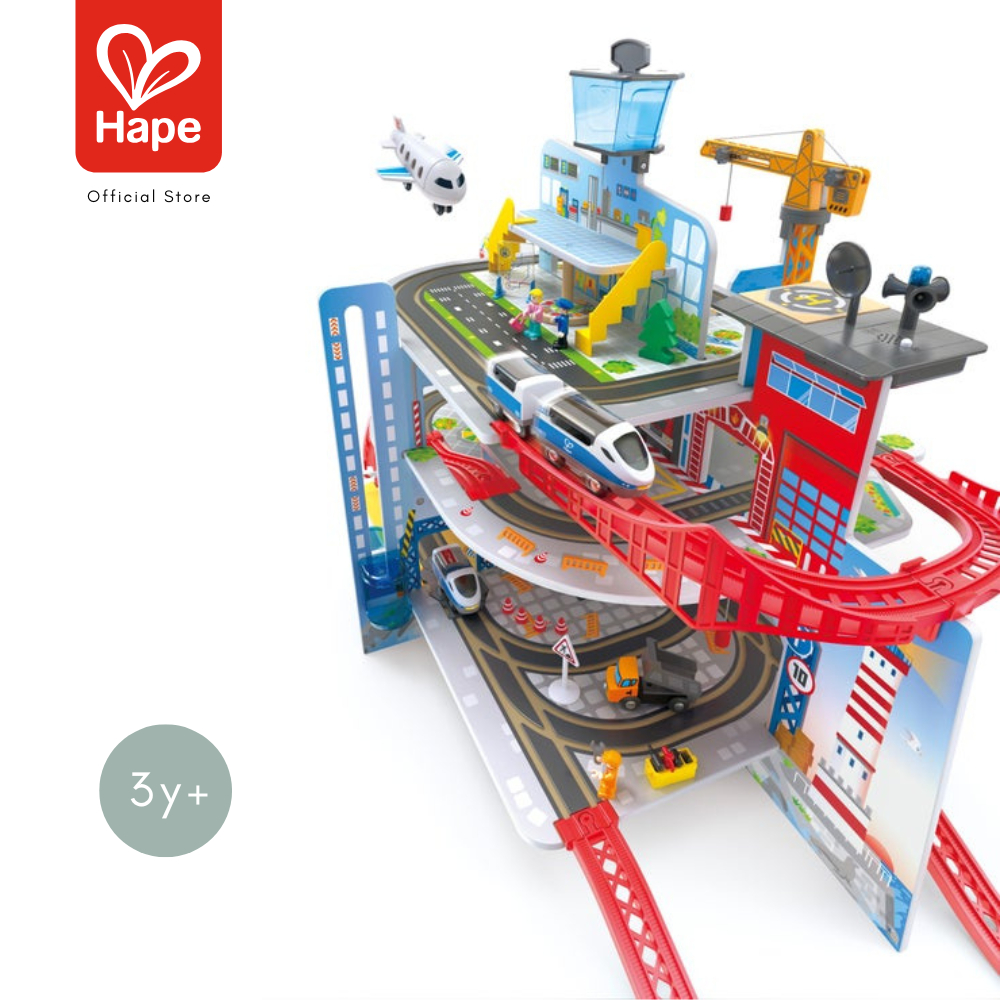 Hape Mega City Railway Set – 3-Level Wooden Train Set, 3Y+ image 2