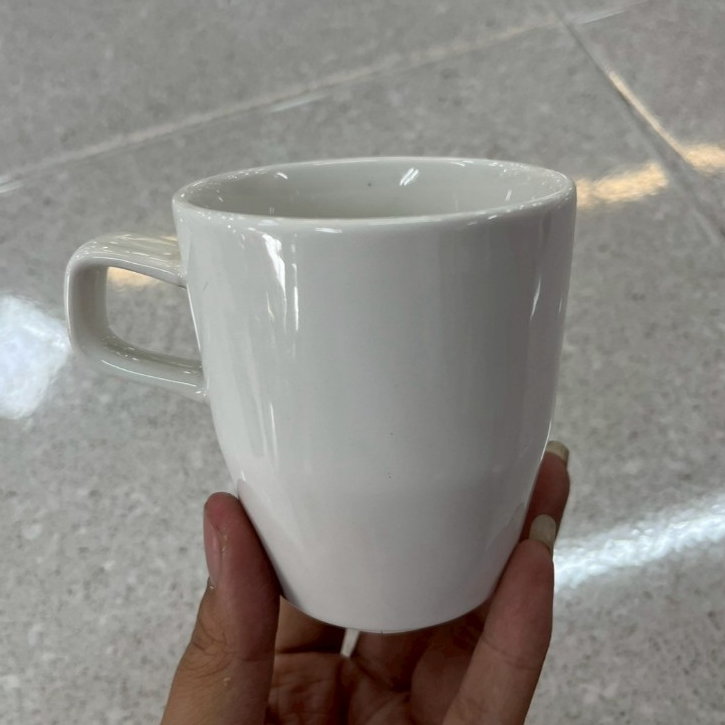 แก้วกาแฟ แก้วดื่มนม แก้วชา แก้วมีหูจับ แก้วลายสีขาวเงา แก้วมัคเซรามิค เข้าไมโครเวฟได้