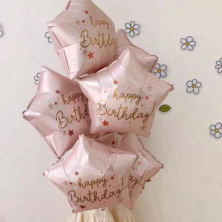 [ส่งด่วน] ลูกโป่งดาว หัวใจ ลายวันเกิด Happy Birthday มีหลายสี (122)